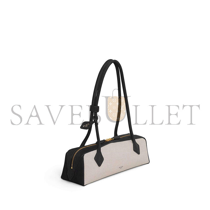 ALAÏA MEDIUM LE TECKEL SHOULDER BAG IN CANVAS & SUEDE (33*11*10cm)